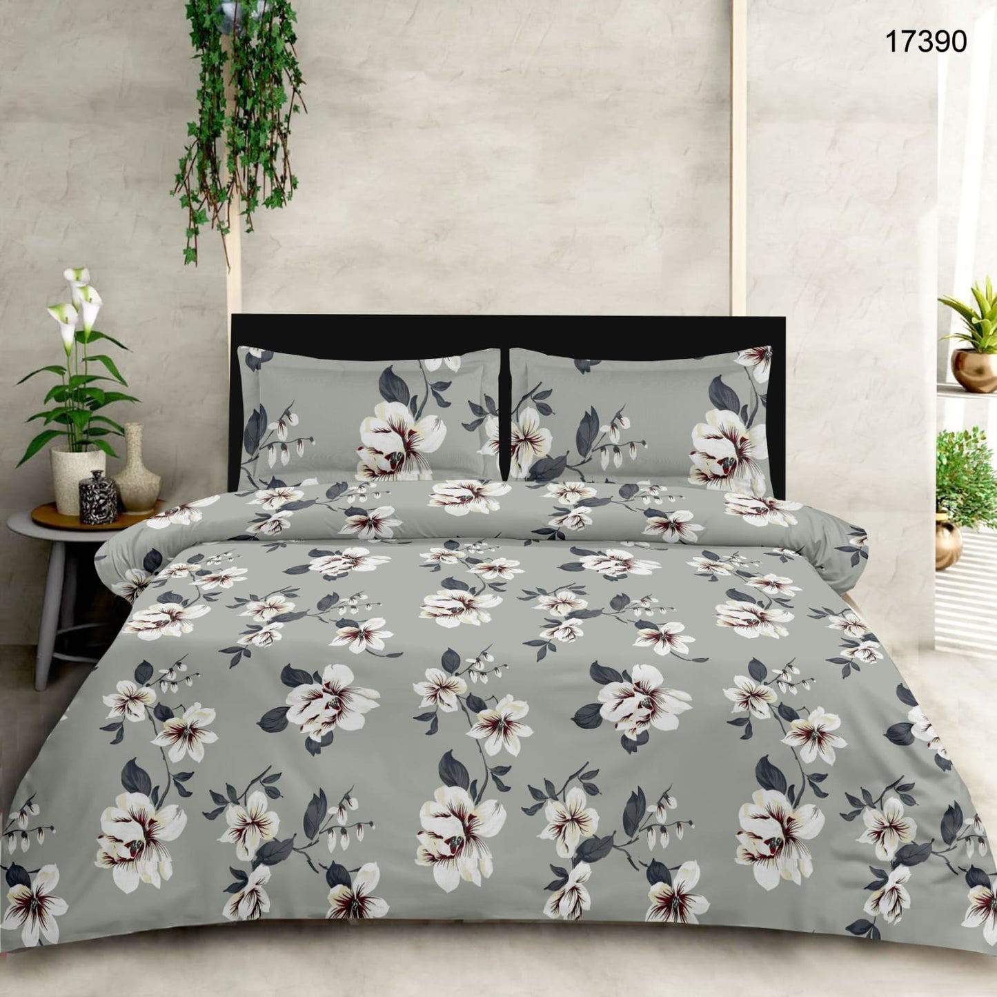 King size cotton bedsheet with 2 pillow covers - 108 x 108 | SD. collection
