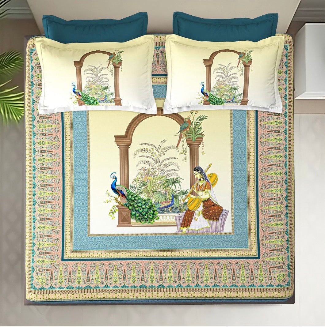 Digital Minimal King size bedsheet with 2 pillow covers - 108 x 108 |Luxury collection