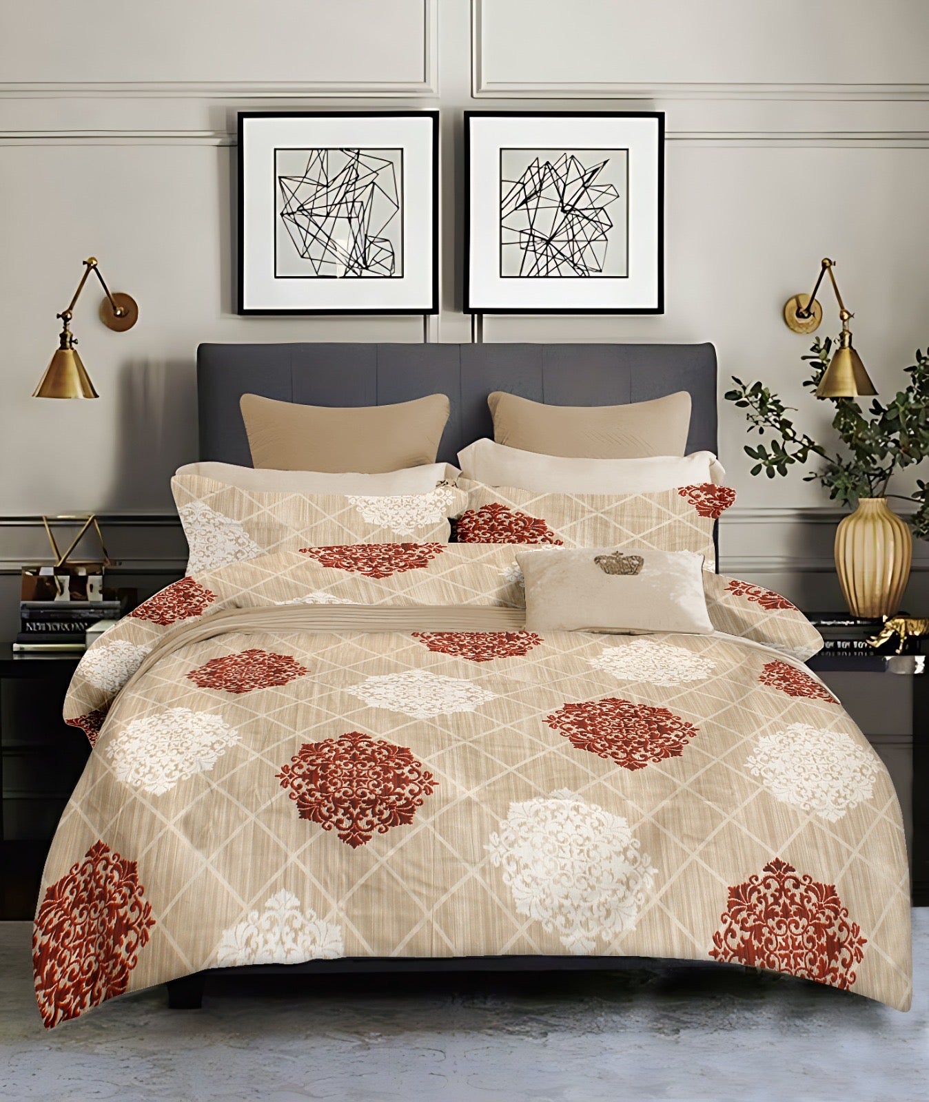 King size cotton bedsheet with 2 pillow covers - 108 x 108 | SD. collection