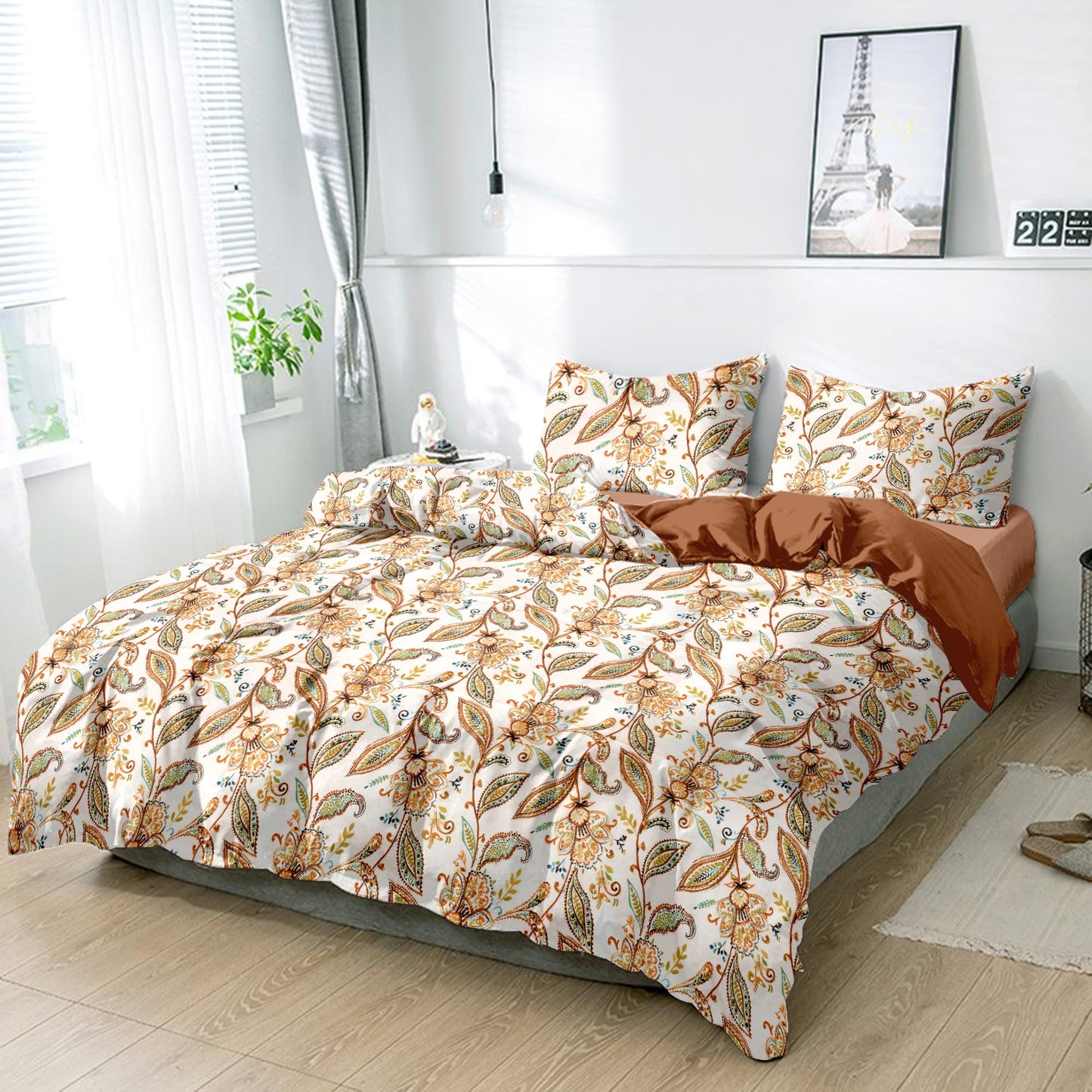 Floral heaven King size cotton bedsheet with 2 pillow covers - 108 x 108 | RR Collection
