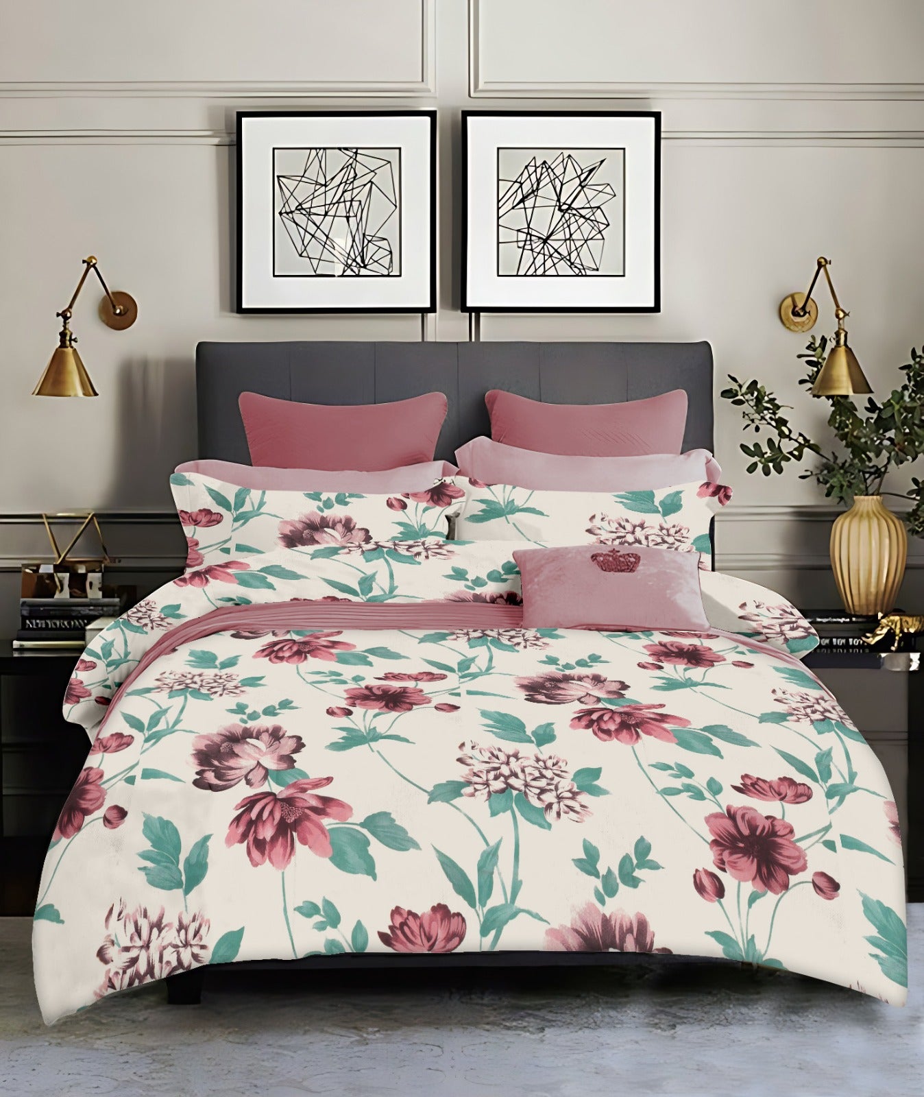 Dream king size cotton bedsheet with 2 pillow covers - 108 x 108 | RR Collection
