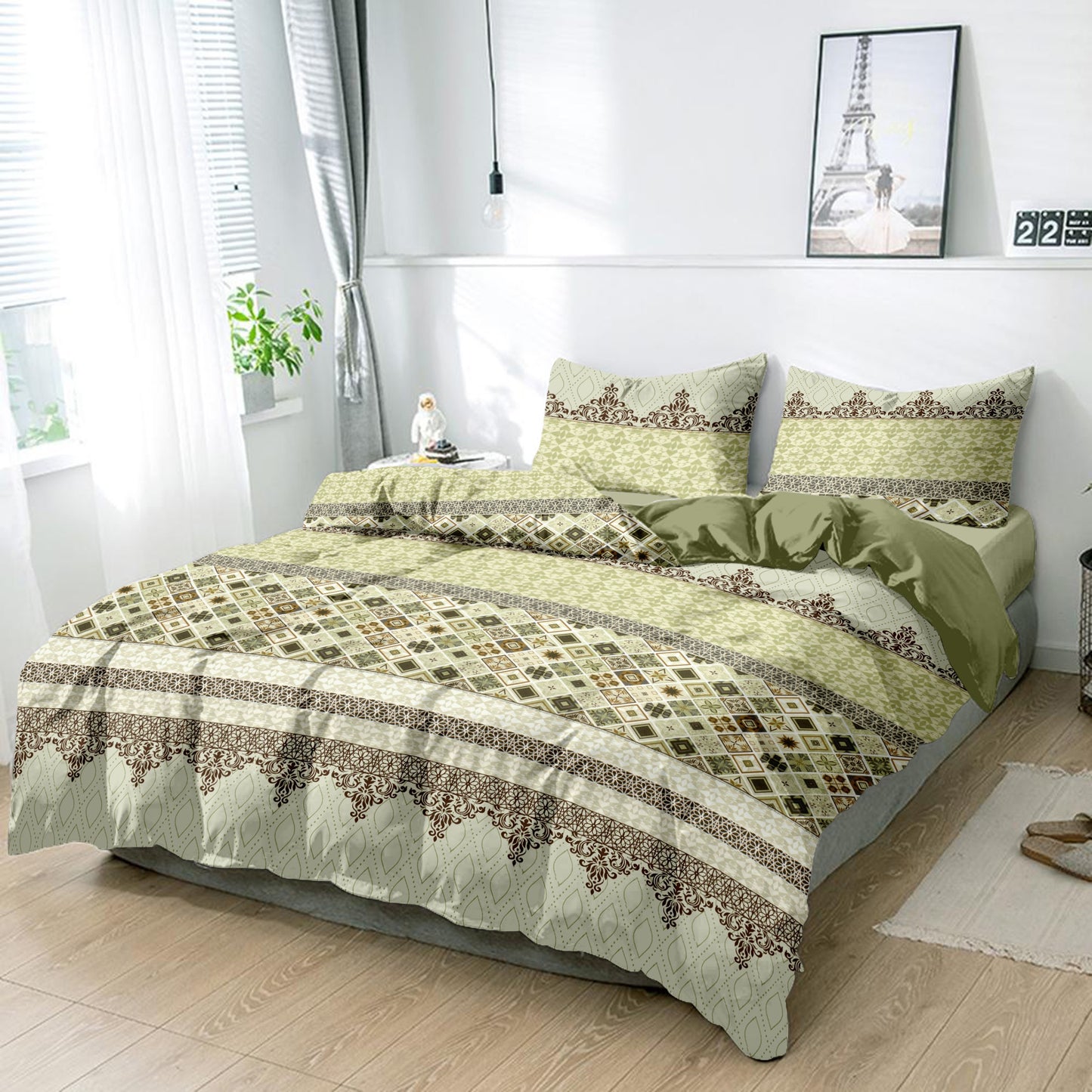 King size cotton bedsheet with 2 pillow covers - 108 x 108 | RR Collection