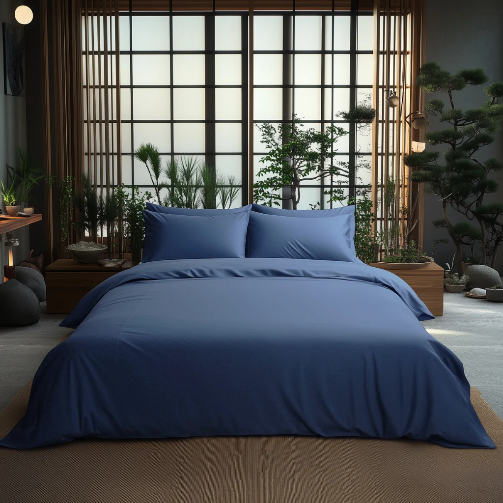 Midnight blue 400 TC King size cotton bedsheet with 2 pillow covers - 108 x 108 | Luxury solid collection