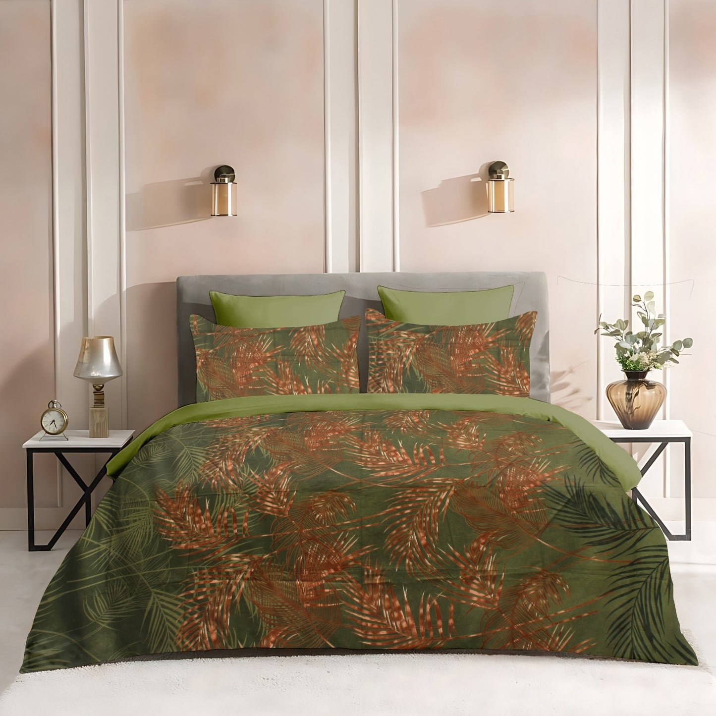 Queen Double bed 100% cotton bedsheet with 2 pillow covers - 90 x 100 | Tri. collection