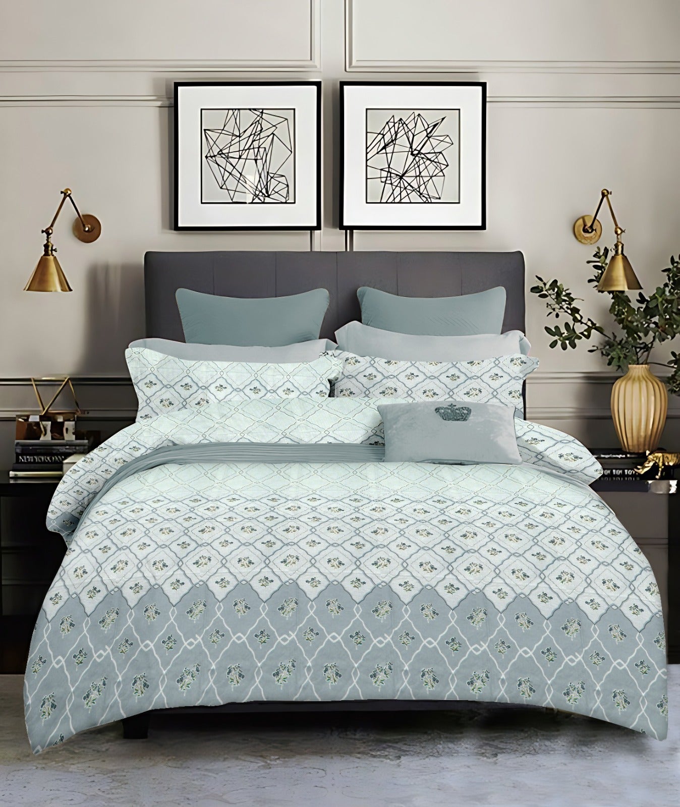 Designer Patterns King size cotton bedsheet with 2 pillow covers - 108 x 108 | RR Collection