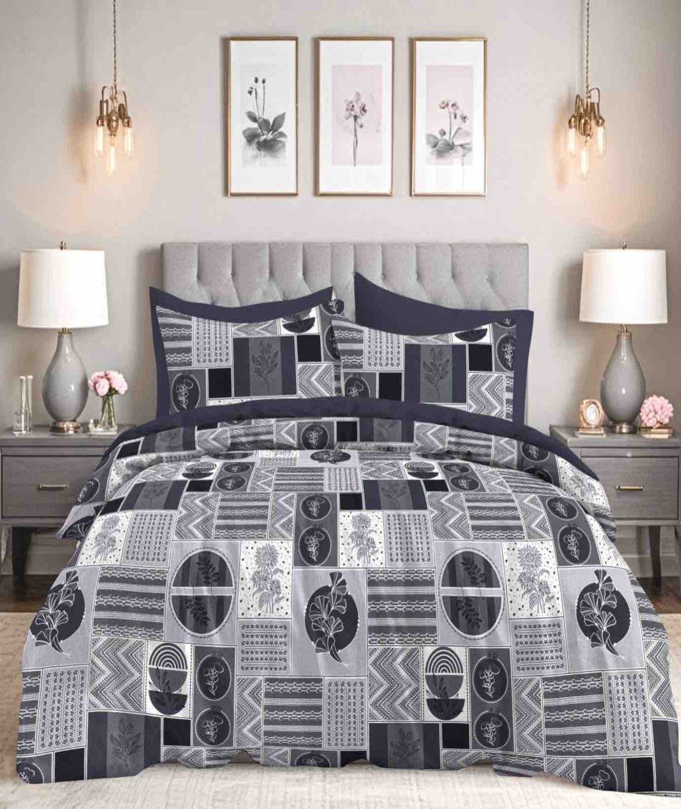 King size cotton bedsheet with 2 pillow covers - 108 x 108 | SUP. collection