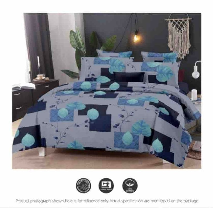 Queen Double bed 100% cotton bedsheet with 2 pillow covers - 90 x 108 | Style. collection