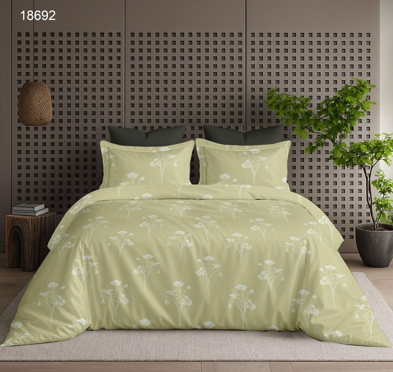 Floral Reverie 400 TC King size cotton bedsheet with 2 pillow covers - 108 x 108 | Luxury solid collection
