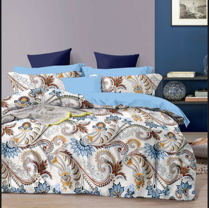 Polo cotton blend double bedsheet with 2 pillow covers- 90 x 100