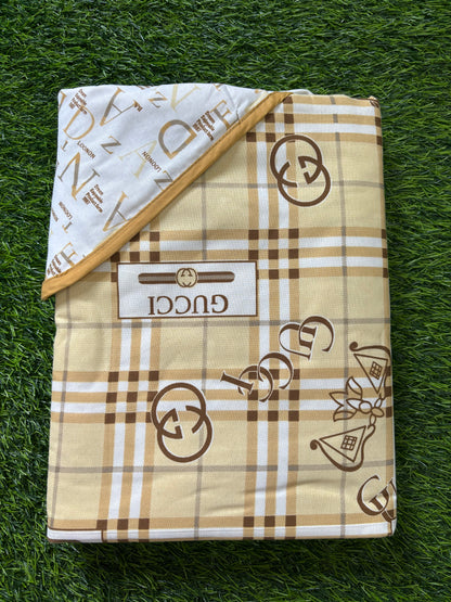 Yellow Print Reversible Cotton AC Dohar - Single Bed