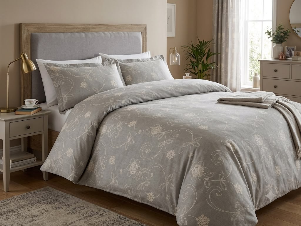 Silver Vine King size cotton bedsheet with 2 pillow covers - 108 x 108 RR