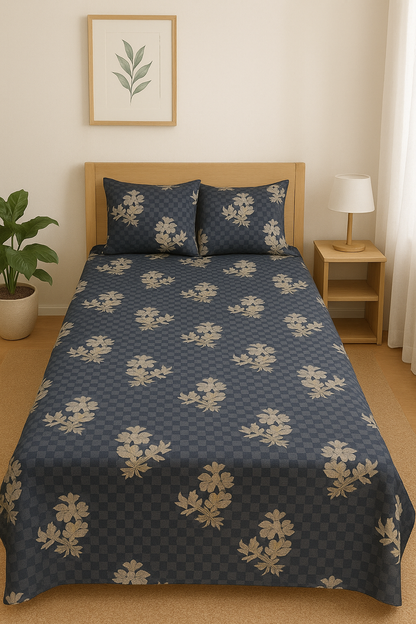 Single Bed 100% cotton bedsheet with 1 pillow cover - 60 x 90| SIG. collection