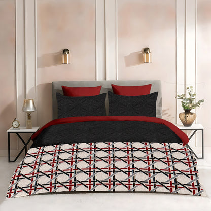 Queen Double bed 100% cotton bedsheet with 2 pillow covers - 90 x 100 | Tri. collection