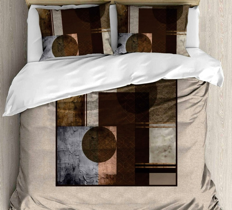 Modern Mosaic Digital Printed King size bedsheet with 2 pillow covers - 108 x 108 |Luxury collection