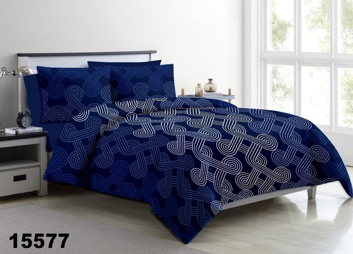 Midnight maze King size cotton bedsheet with 2 pillow covers - 108 x 108 SIT