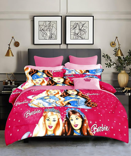 Barbie Double bed 100% cotton bedsheet with 2 pillow covers - 90 x 100 | SG