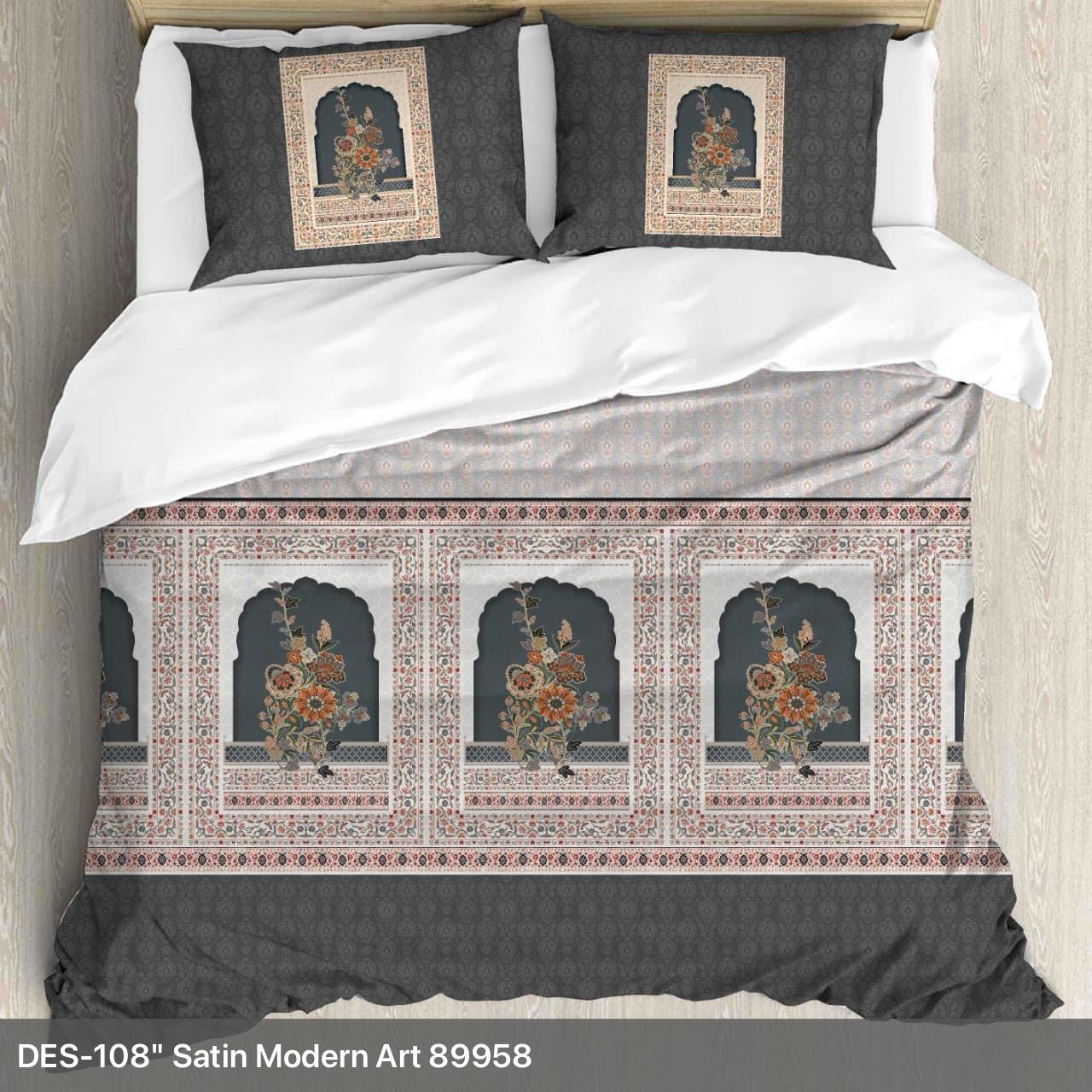 Digital Minimal King size bedsheet with 2 pillow covers - 108 x 108 |Luxury collection