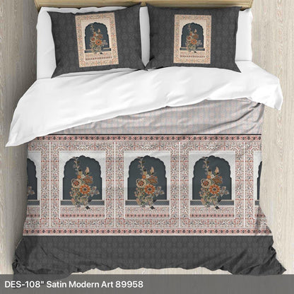 Digital Minimal King size bedsheet with 2 pillow covers - 108 x 108 |Luxury collection