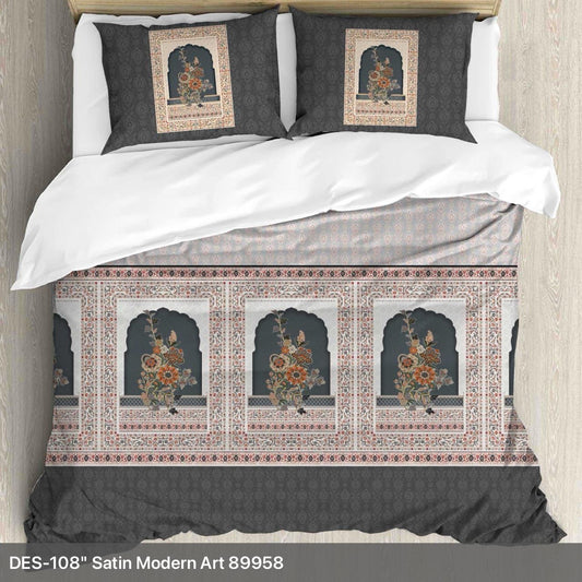 Digital Minimal King size bedsheet with 2 pillow covers - 108 x 108 |Luxury collection