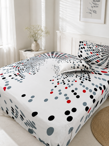 Polka King size bedsheet with 2 pillow covers - 108 x 108