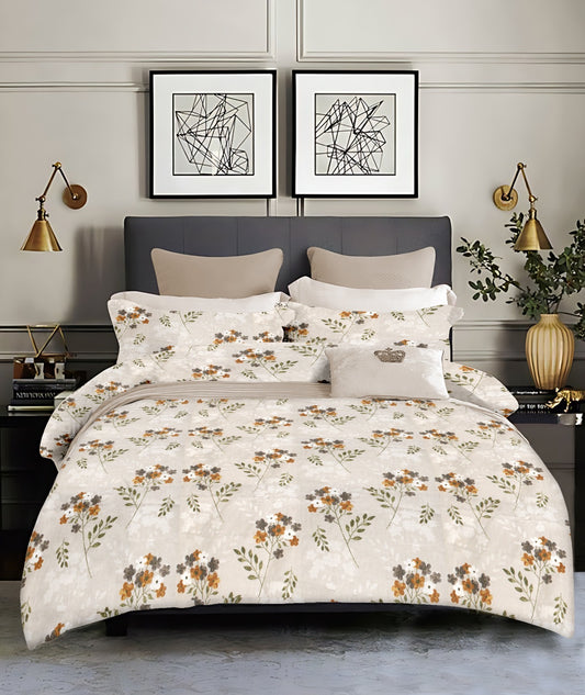 Luxury 4 Piece bedding Set : 1 King Flat Bedsheet, 1 double Bed AC dohar, 2 Pillow Covers