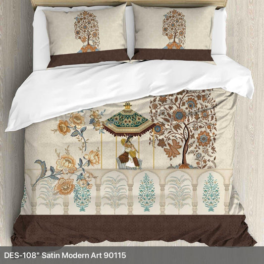 Digital Minimal King size bedsheet with 2 pillow covers - 108 x 108 |Luxury collection