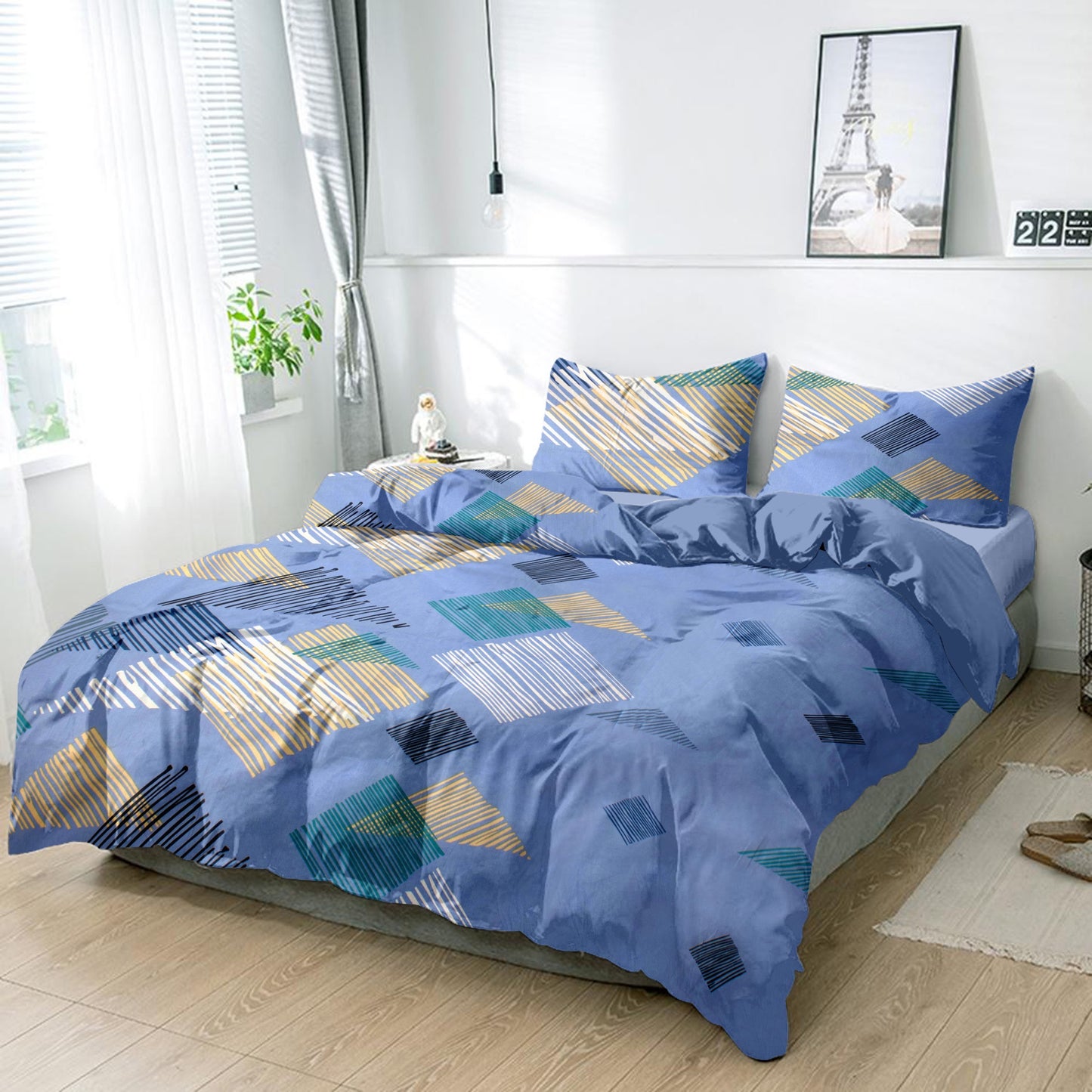 King size cotton bedsheet with 2 pillow covers - 108 x 108 | RR Collection