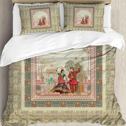 Navratri Digital King size bedsheet with 2 pillow covers - 108 x 108 |Luxury collection