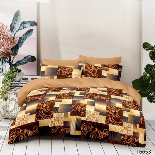 Queen Double bed 100% cotton bedsheet with 2 pillow covers - 90 x 100 | Tri. collection