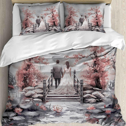 Forever Together Digital King size bedsheet with 2 pillow covers - 108 x 108 | Luxury collection