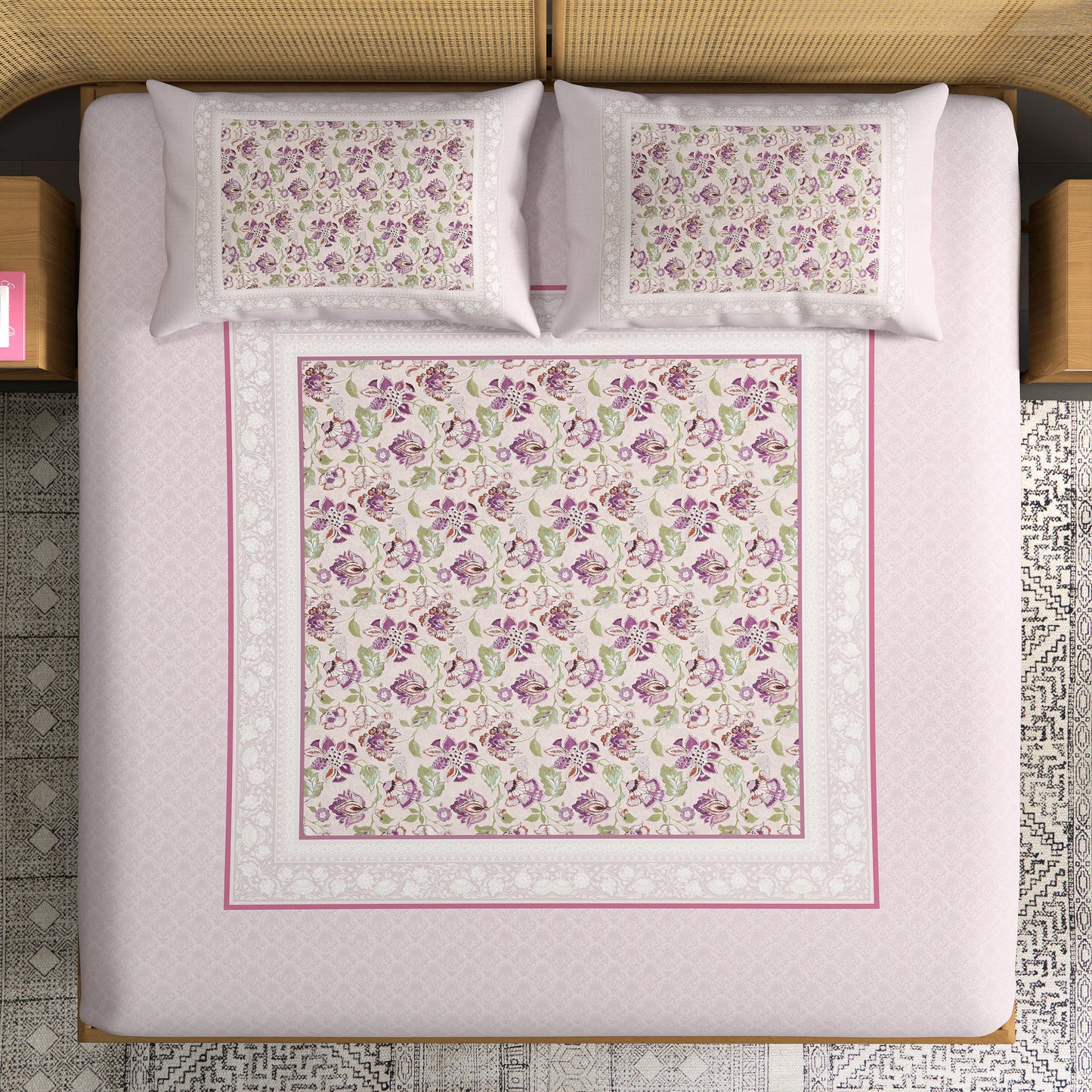 Florani Digital Printed King size bedsheet with 2 pillow covers - 108 x 108 |Luxury collection