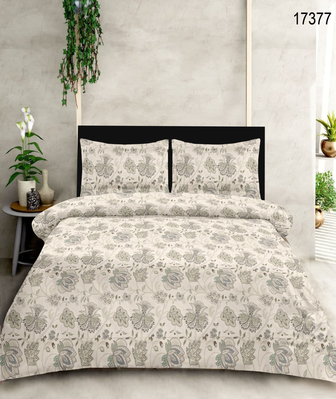 King size cotton bedsheet with 2 pillow covers - 108 x 108 | SD. collection