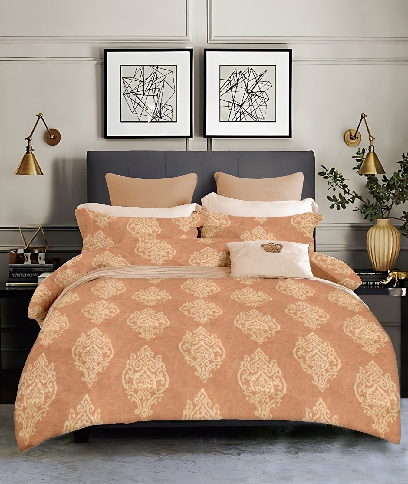 King size cotton bedsheet with 2 pillow covers - 108 x 108 | SD. collection