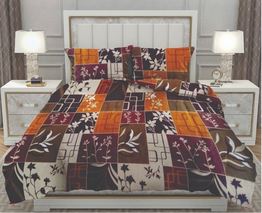Queen Double bed 100% cotton bedsheet with 2 pillow covers - 90 x 108 | Style. collection