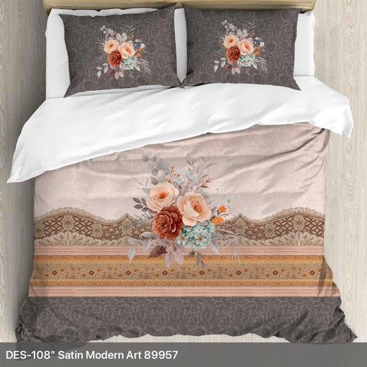 Digital Minimal King size bedsheet with 2 pillow covers - 108 x 108 |Luxury collection