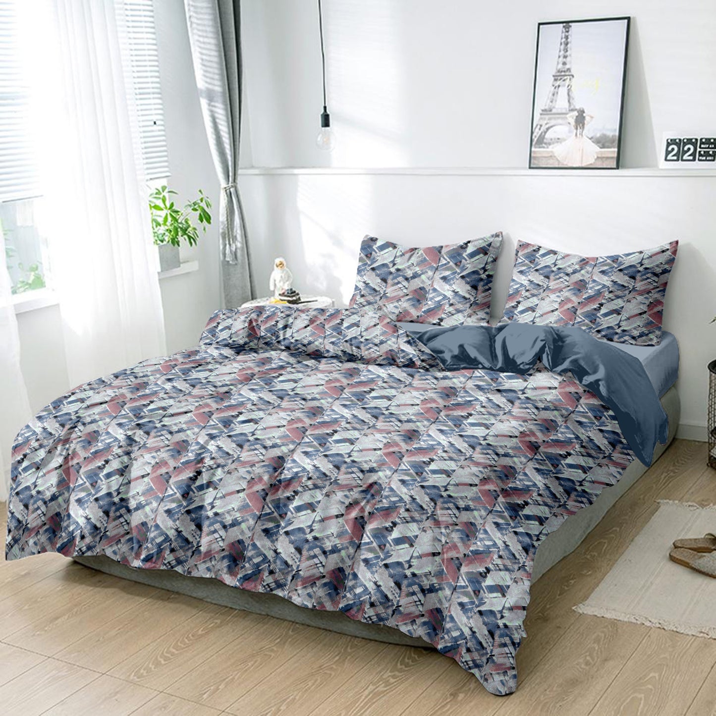 River Mist King size cotton bedsheet with 2 pillow covers - 108 x 108 | RR Collection