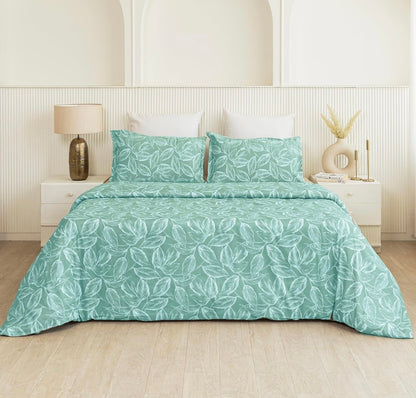 Leafy King size cotton bedsheet with 2 pillow covers - 108 x 108 | SD