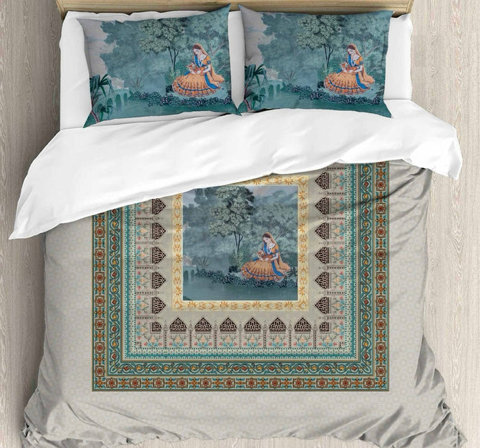 Royal Garden Digital Printed King size bedsheet with 2 pillow covers - 108 x 108 |Luxury collection