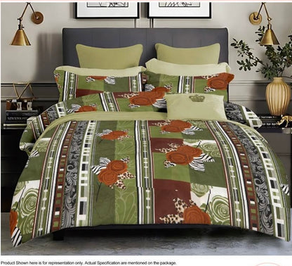 Green Rose King size cotton bedsheet with 2 pillow covers - 108 x 108 | RR Collection