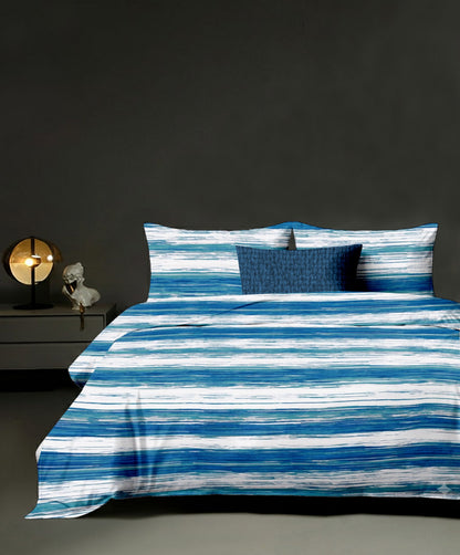 Linear dreams King size cotton bedsheet with 2 pillow covers - 108 x 108 | SD