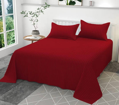 Red stripes 400 TC King size cotton bedsheet with 2 pillow covers - 108 x 108 | Luxury stripes collection