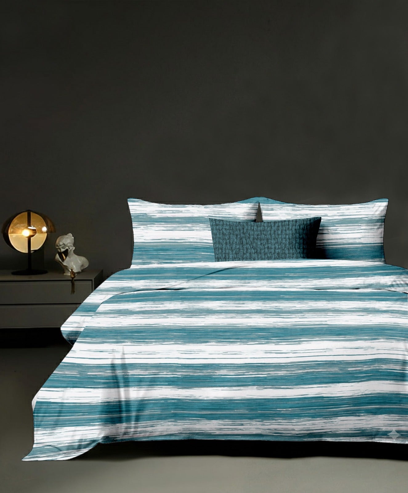 Linear dreams King size cotton bedsheet with 2 pillow covers - 108 x 108 | SD