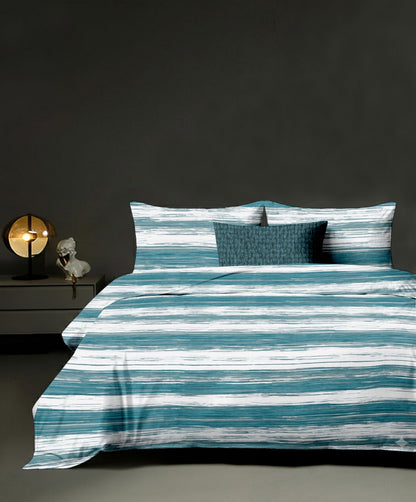 Linear dreams King size cotton bedsheet with 2 pillow covers - 108 x 108 | SD