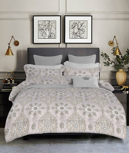 Royal Damask King size cotton bedsheet with 2 pillow covers - 108 x 108 SD
