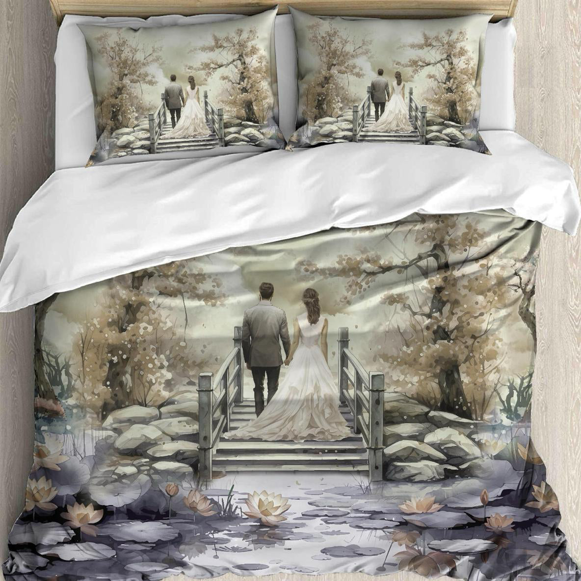 Forever Together Digital King size bedsheet with 2 pillow covers - 108 x 108 | Luxury collection