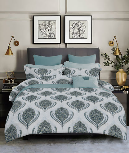 Luxury 4 Piece bedding Set : 1 King Flat Bedsheet, 1 double Bed AC dohar, 2 Pillow Covers