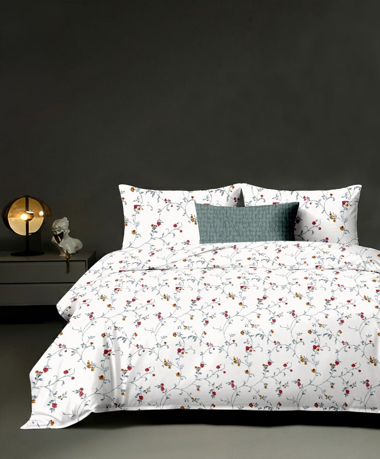 King size cotton bedsheet with 2 pillow covers - 108 x 108 | SS Collection