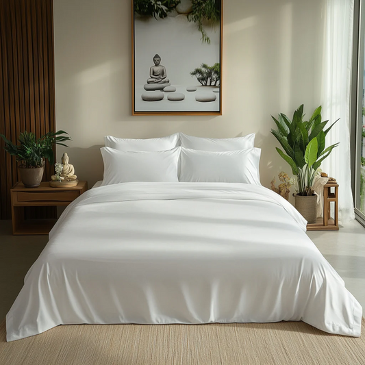 White 400 TC King size cotton bedsheet with 2 pillow covers - 108 x 108 | Luxury solid collection