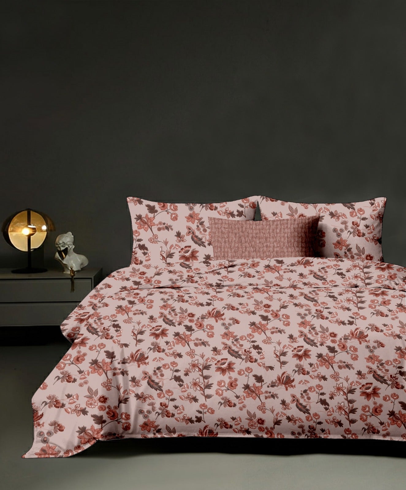 Rosewood bloom King size cotton bedsheet with 2 pillow covers - 108 x 108 RR