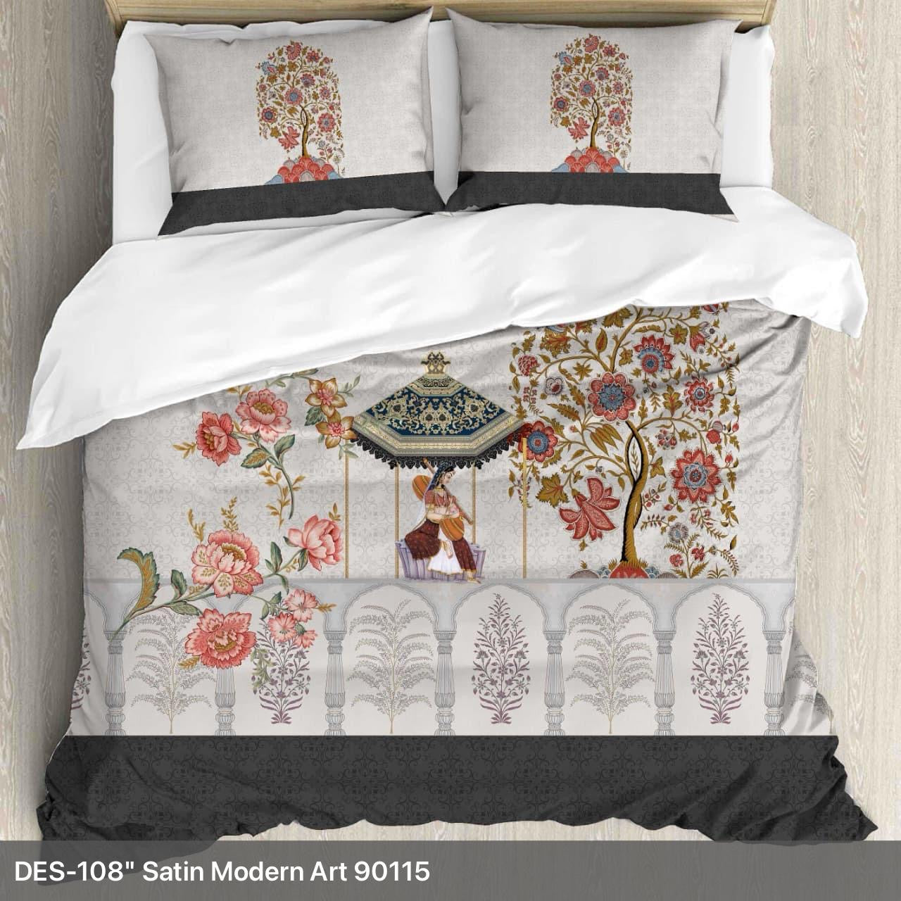 Digital floral Theme King size bedsheet with 2 pillow covers - 108 x 108 |Luxury collection